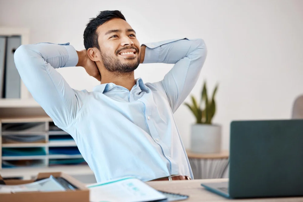 happy person at work