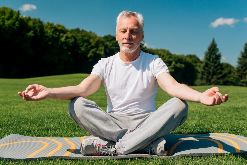 meditating old man