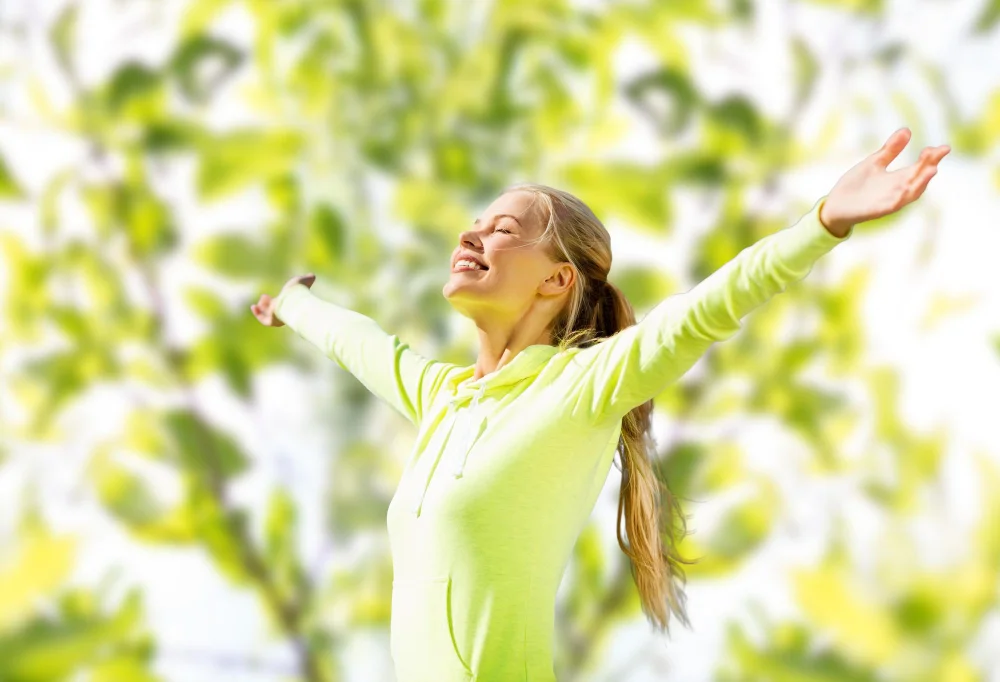 raising hand in nature
