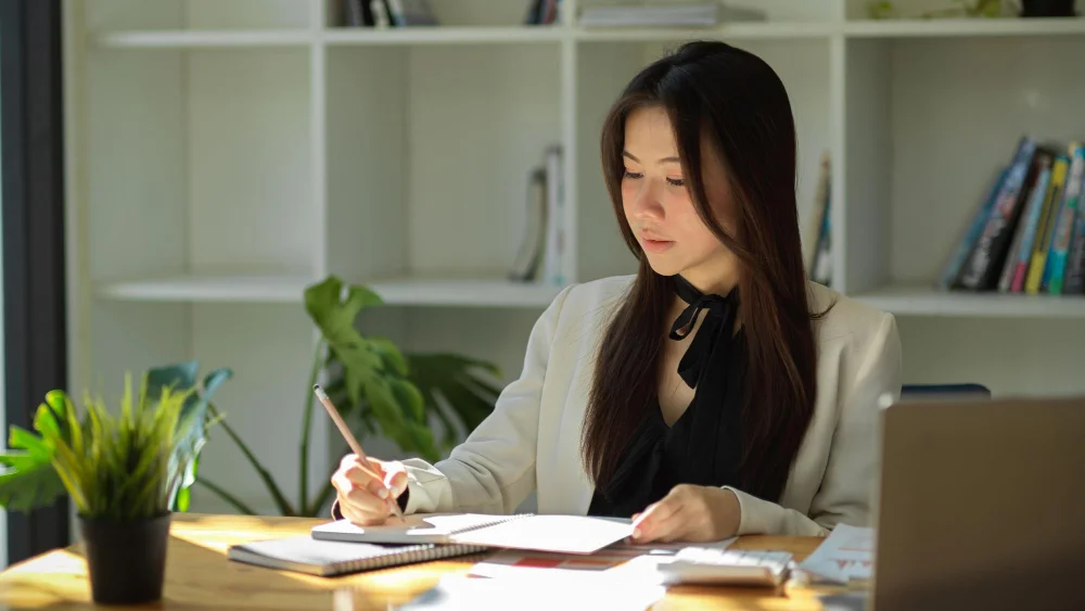 woman focusing